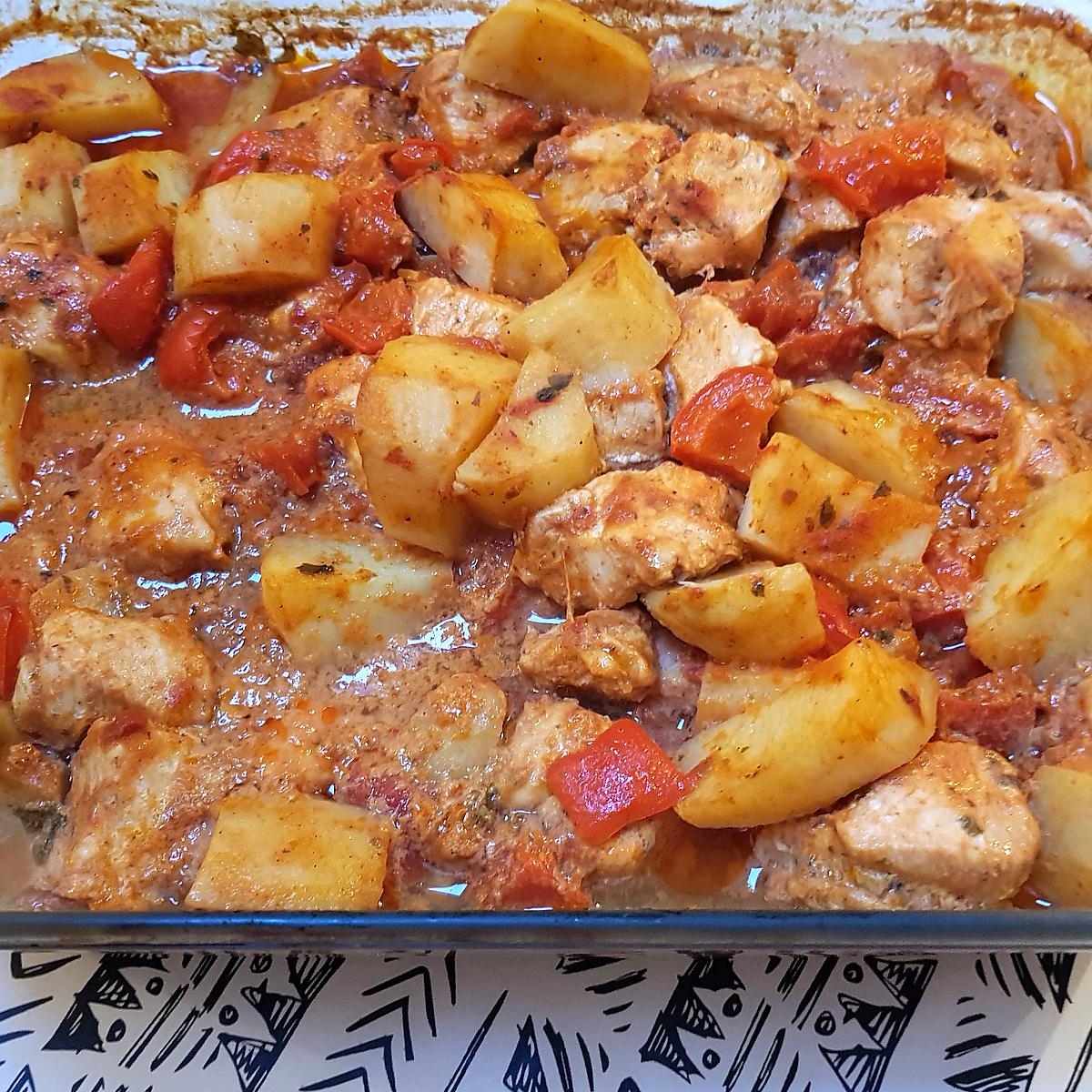 recette Pommes de terre et poulet au four