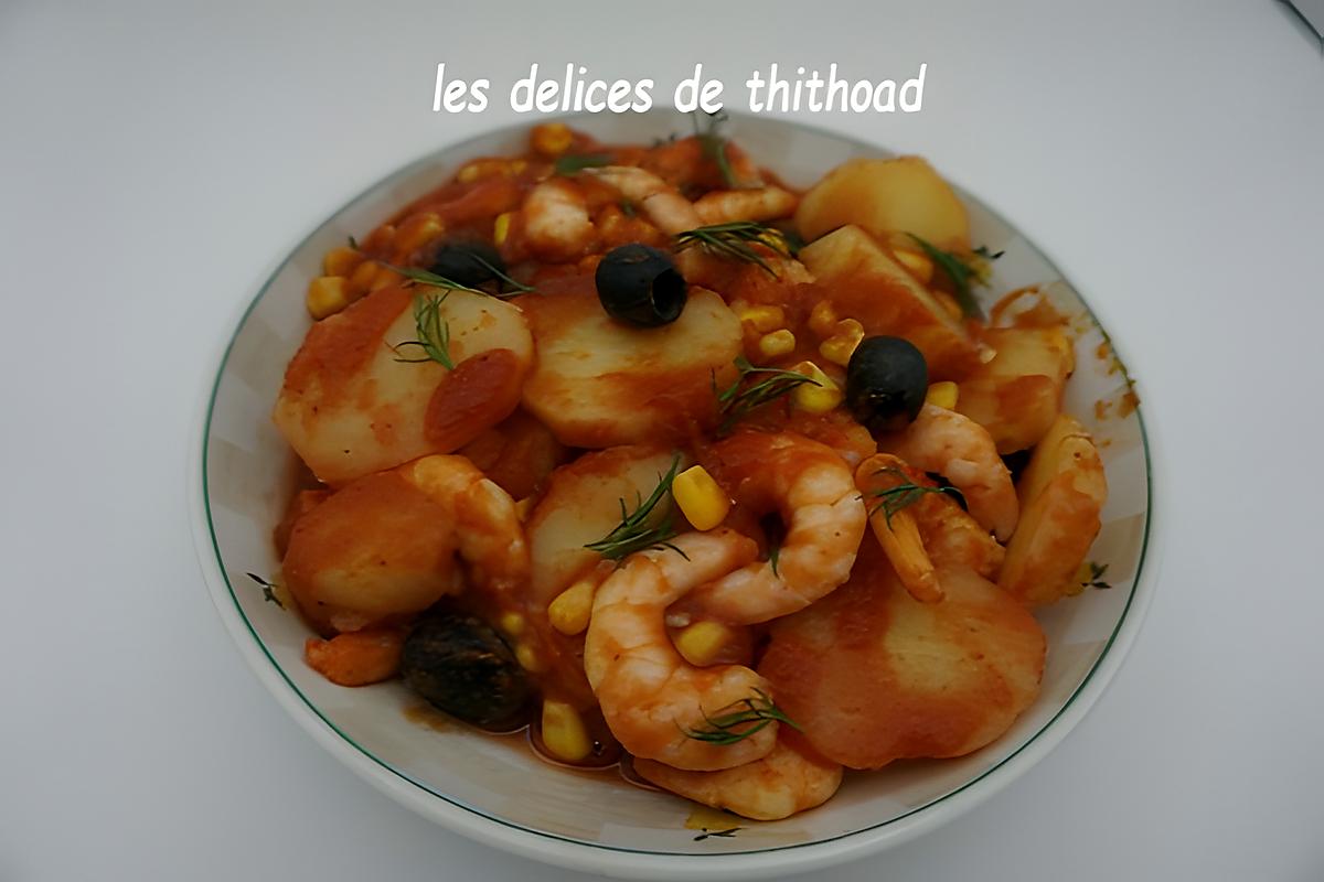 recette poêlée de crevettes et pommes de terre