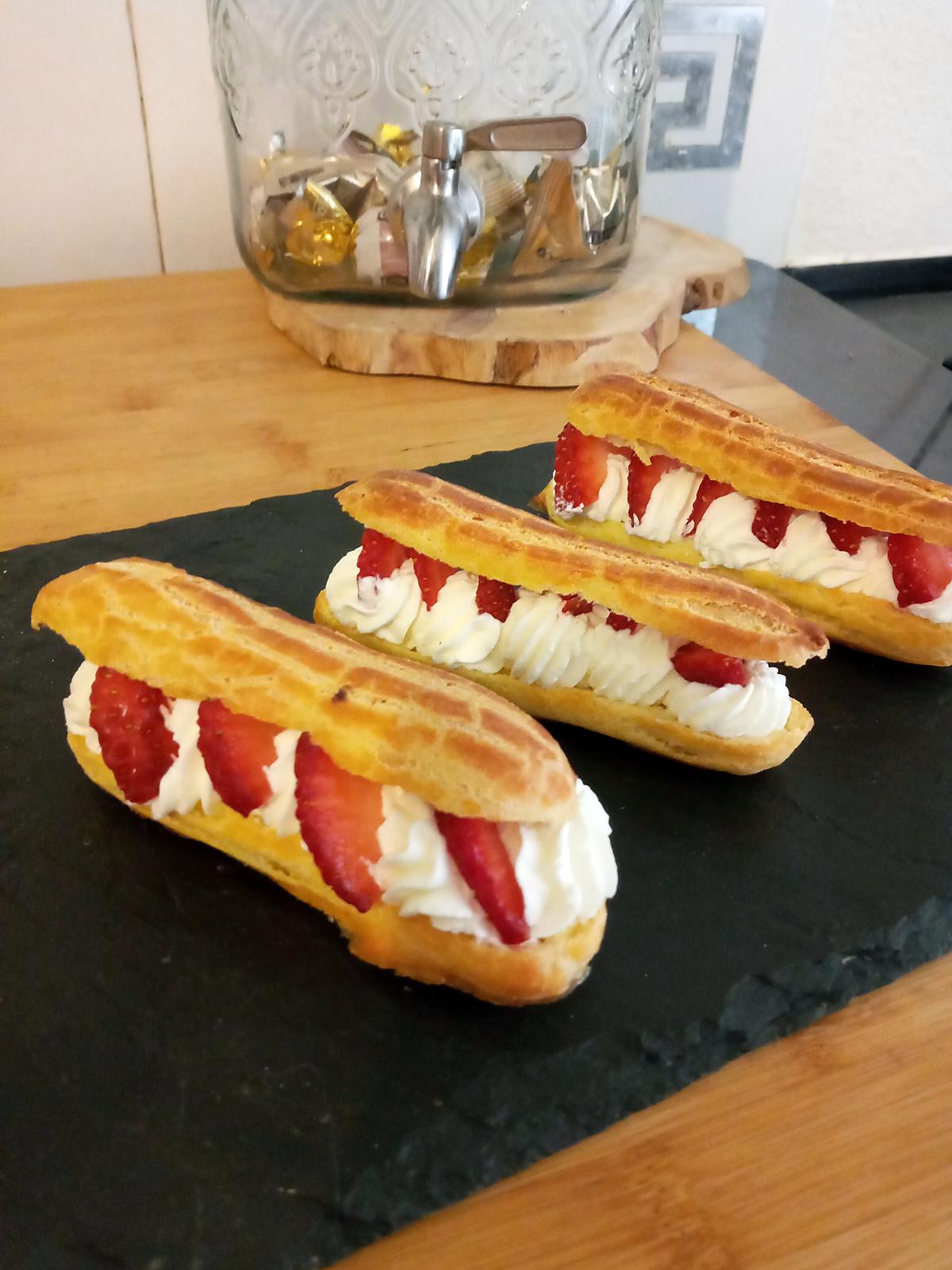 recette Eclairs chantilly fraise