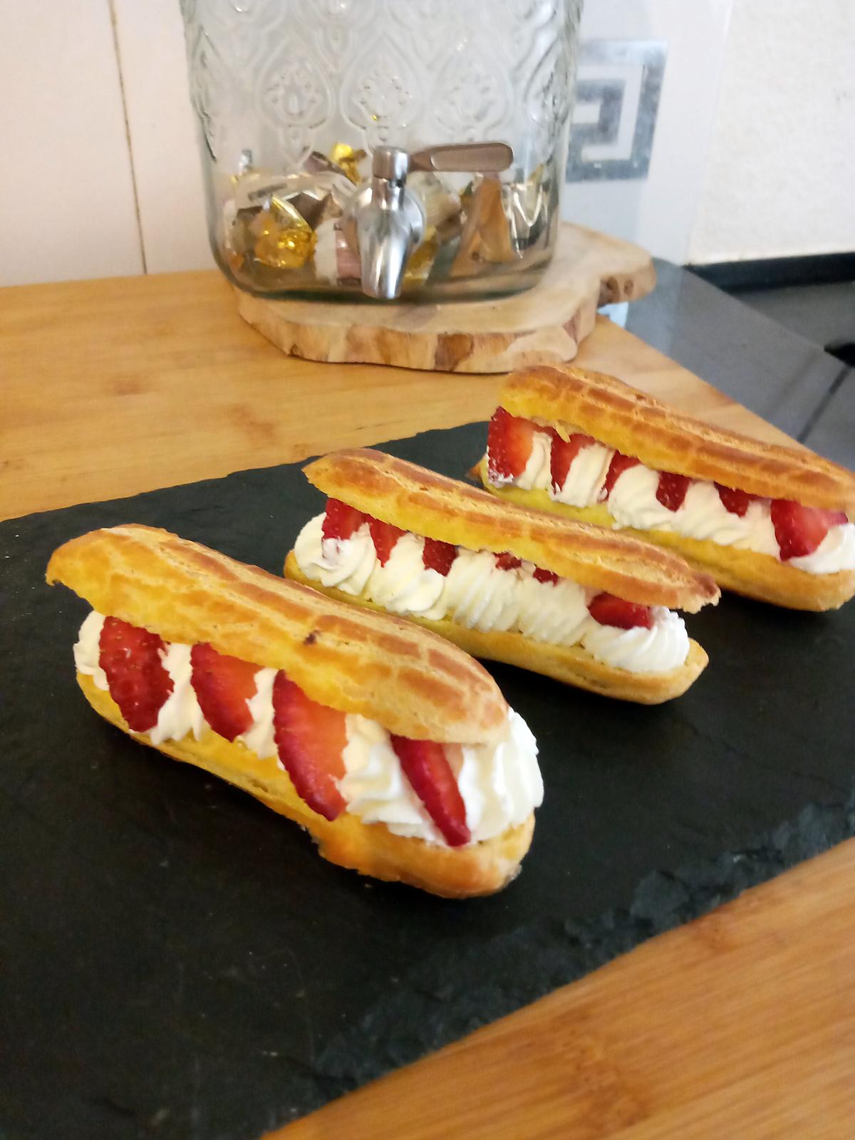 recette Eclairs chantilly fraise