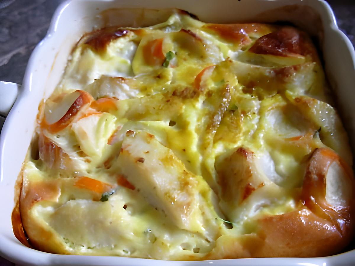 recette Flan de cabillaud, surimi au basilic & curry...