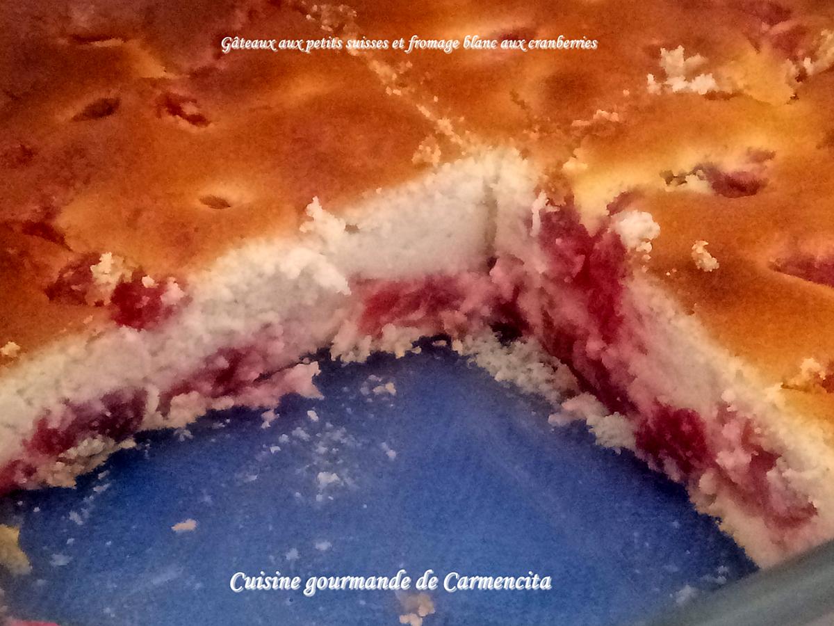 recette Gâteau aux petits suisses et fromage blanc aux cranberries