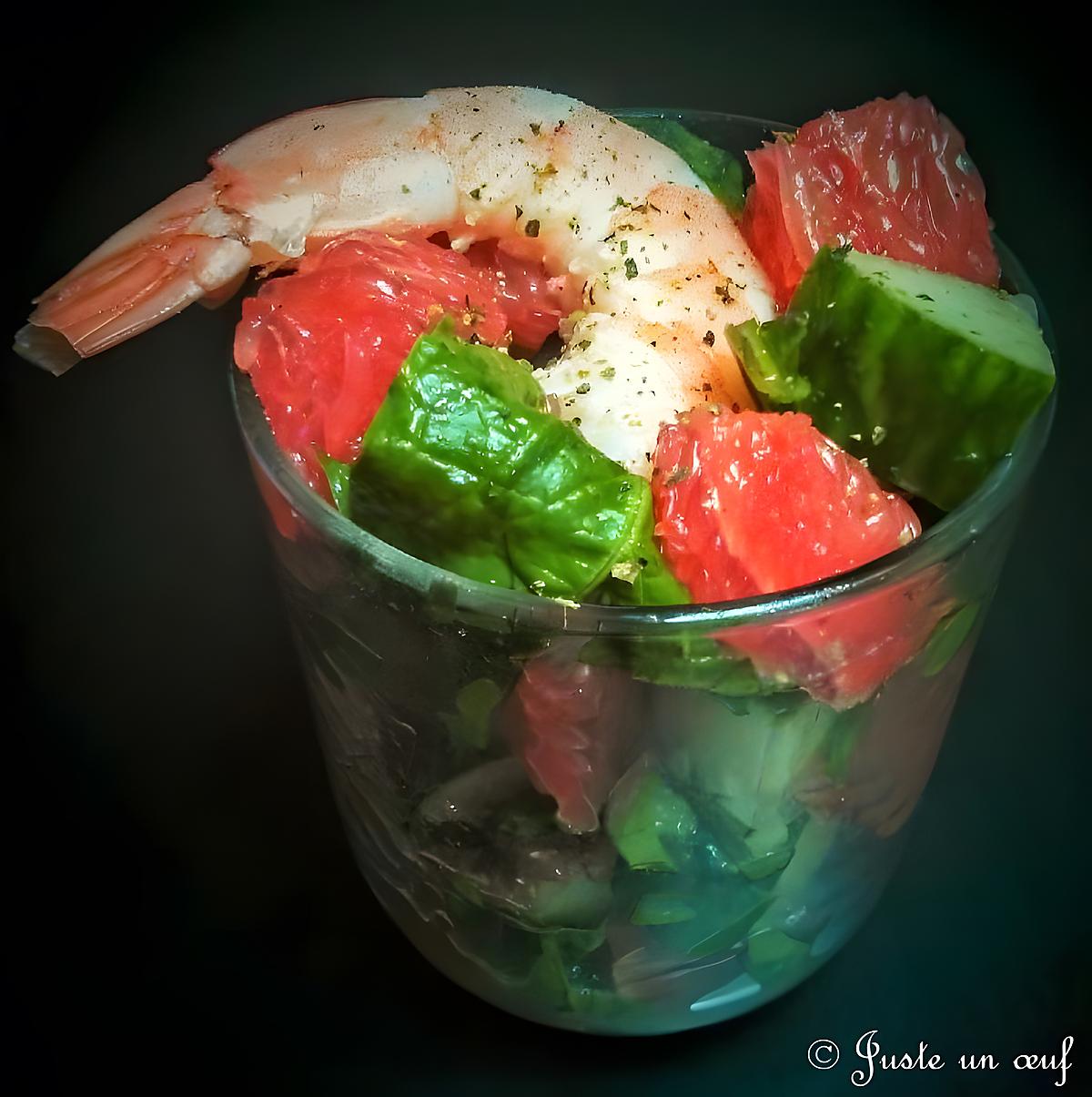 recette Verrine pamplemousse crevette épinards