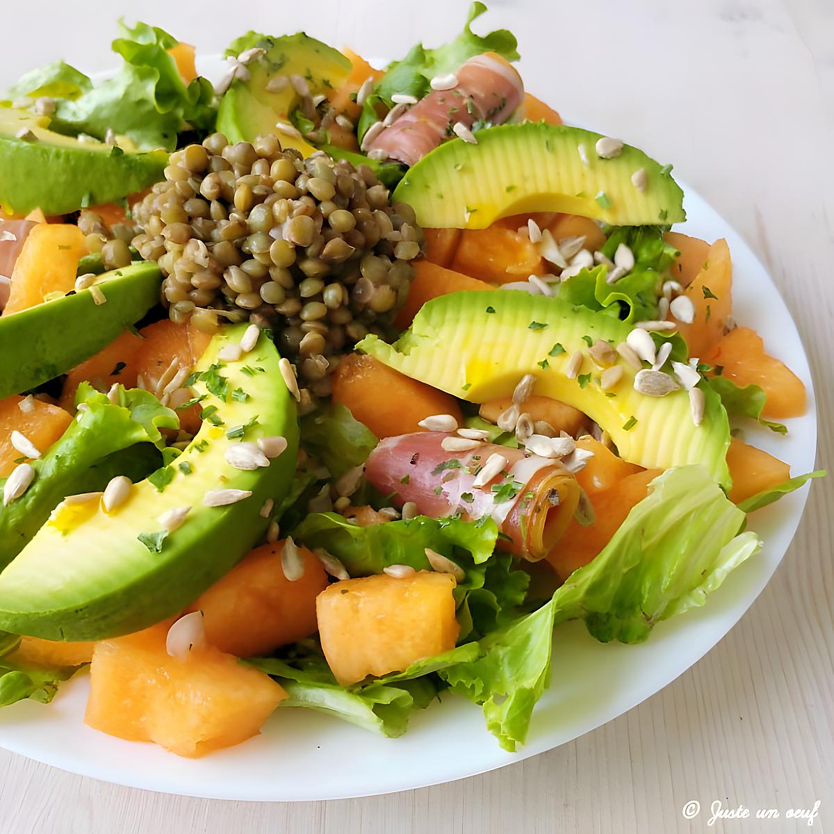 recette Salade composée avocat, lentilles et melon