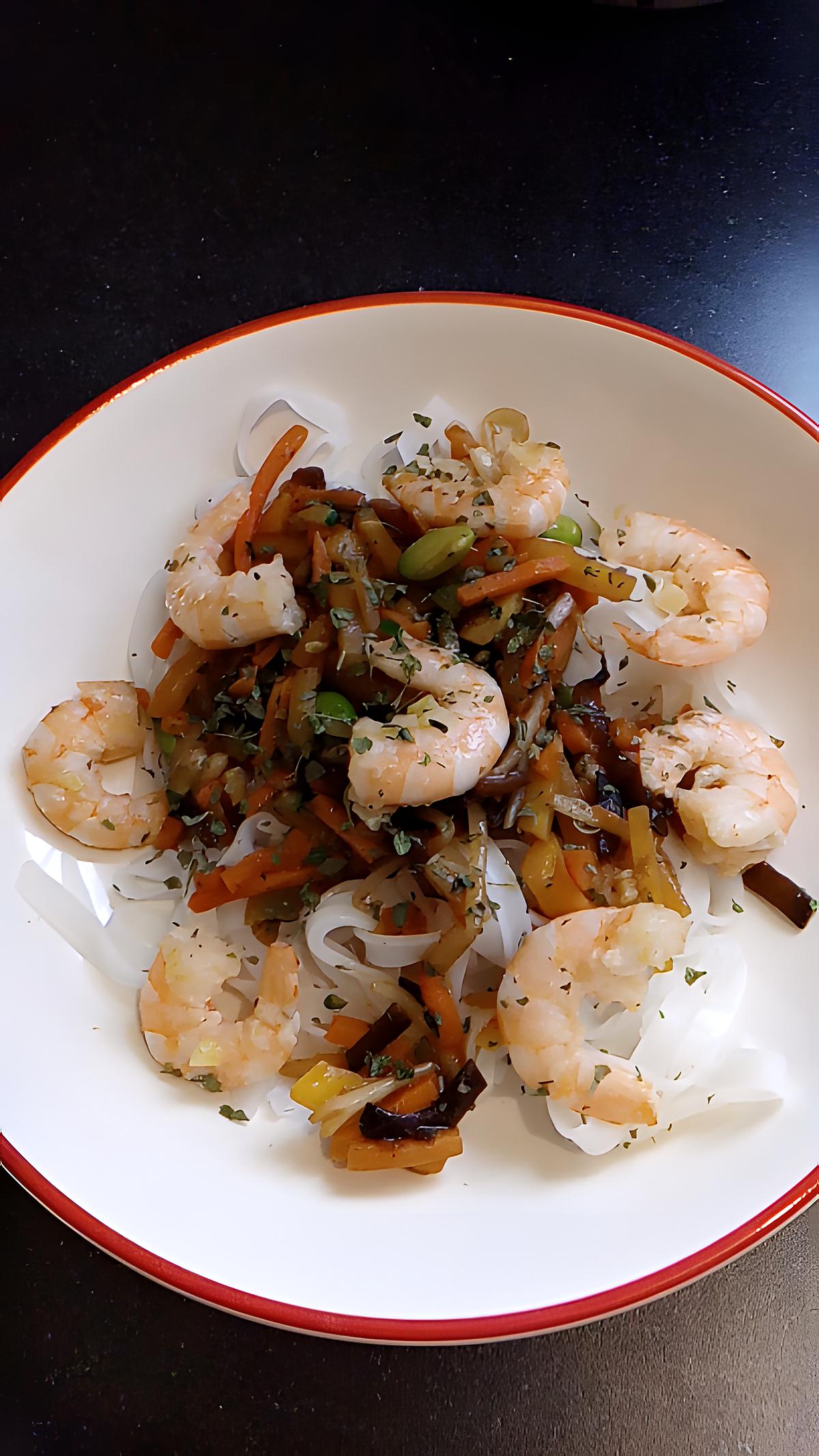 recette nouilles de riz aux crevettes