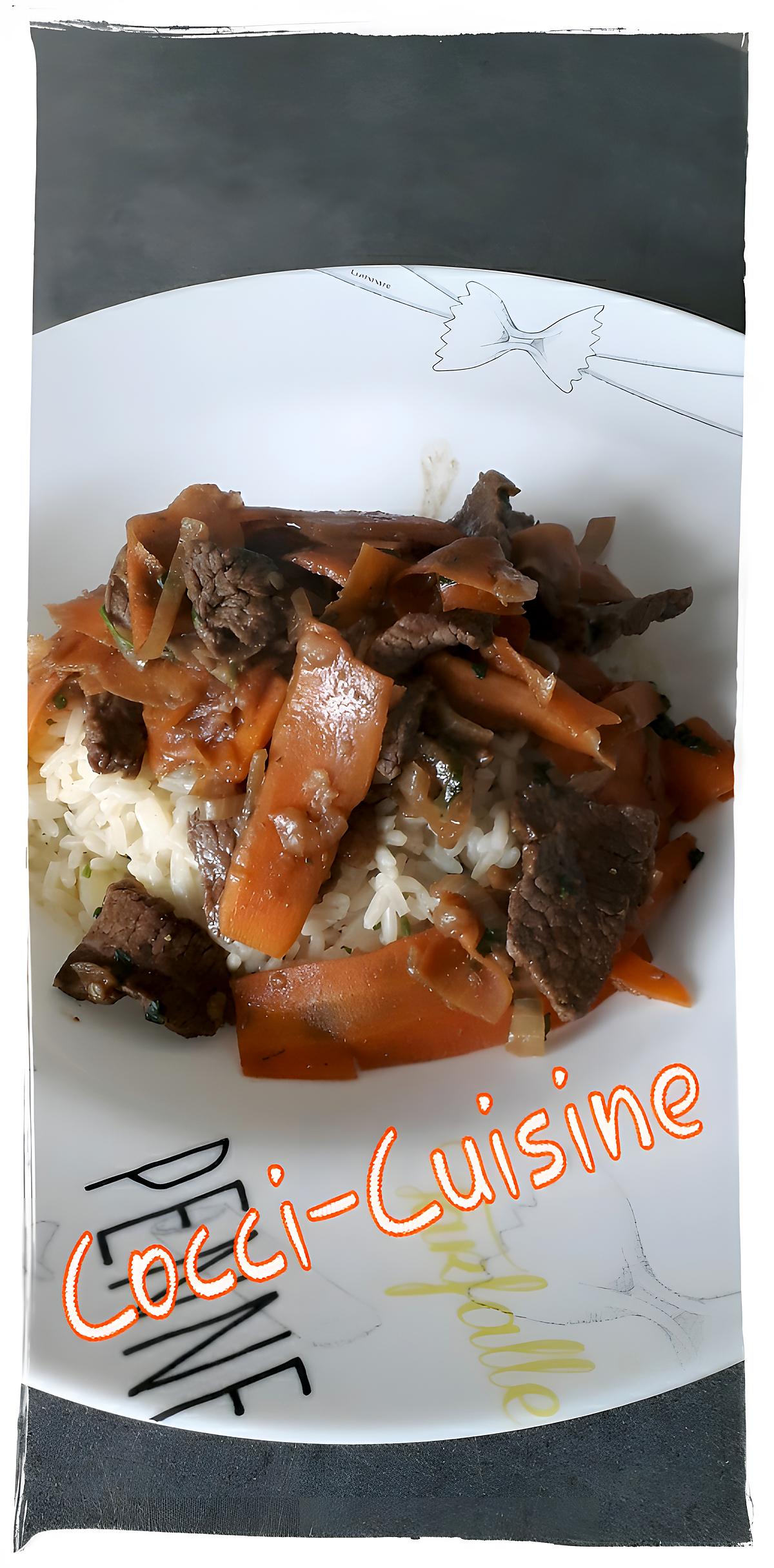 recette Bœuf sauté aux oignons et carottes tagliatelles