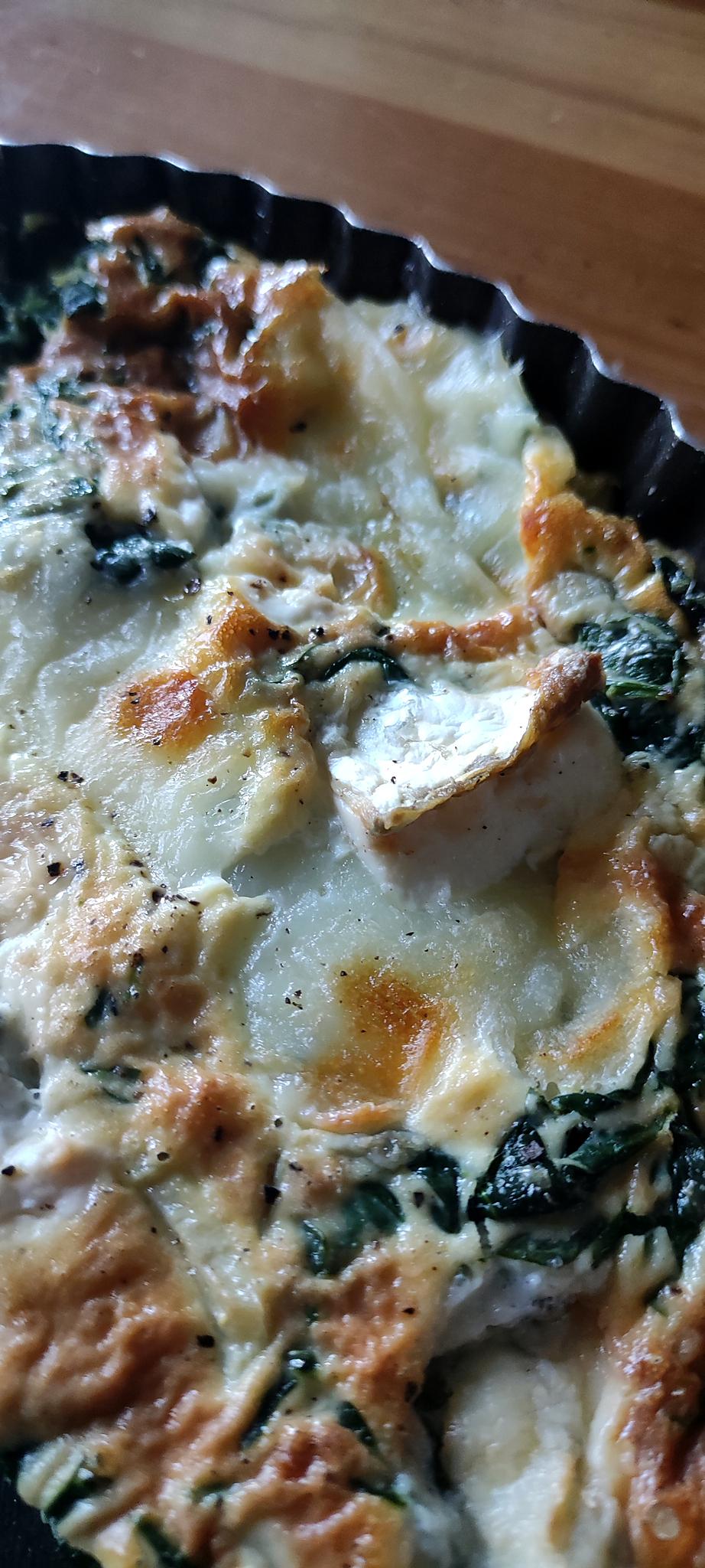 recette Quiche sans pâte aux épinards frais, gorgonzola et mozzarella