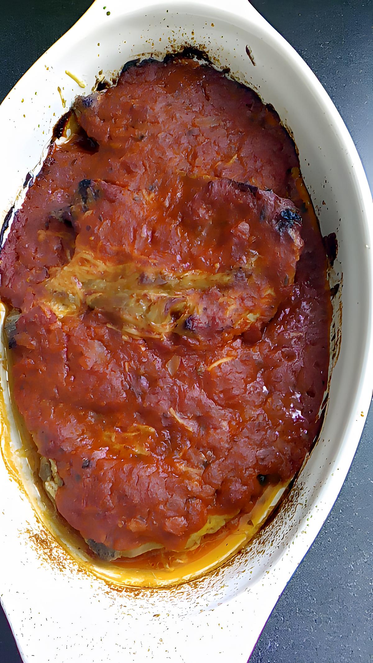 recette cote de porc gratiné sauce tomate mozzarella