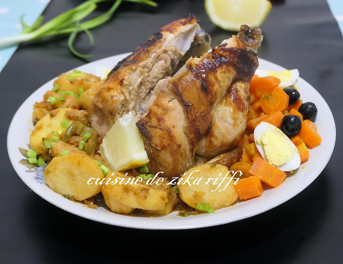 recette Poulet rôti au four et son torchi de légumes