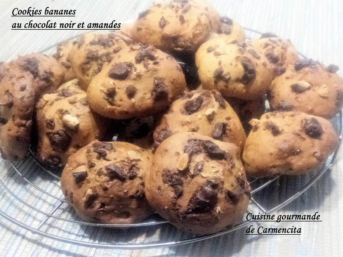 recette Cookies bananes et chocolat noir aux amandes