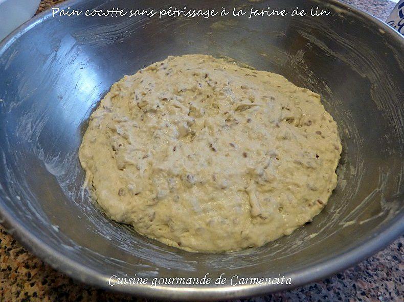 recette Pain cocotte sans pétrissage à la farine de blé au lin et graines de lin