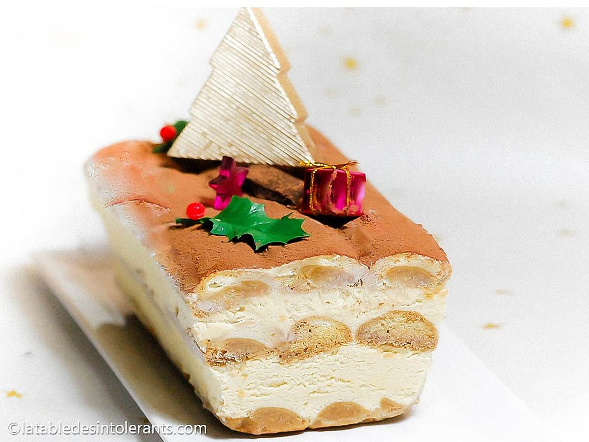 recette BÛCHE GLACÉE TIRAMISU sans gluten, sans lactose, avec ou sans sucre