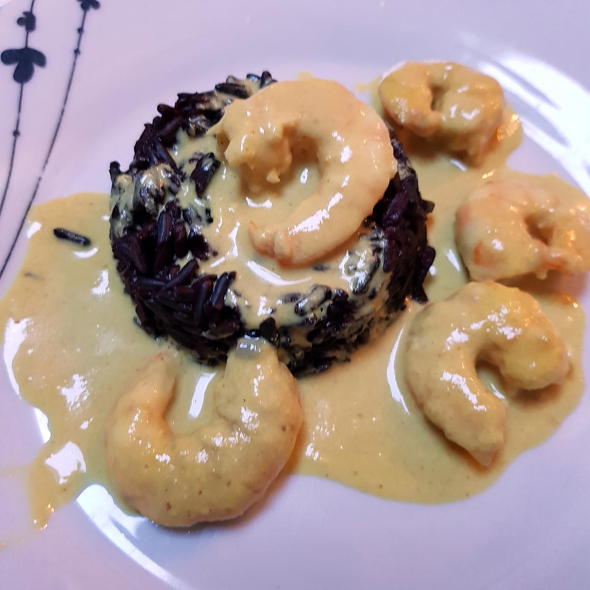 recette Riz noir au curry de crevettes