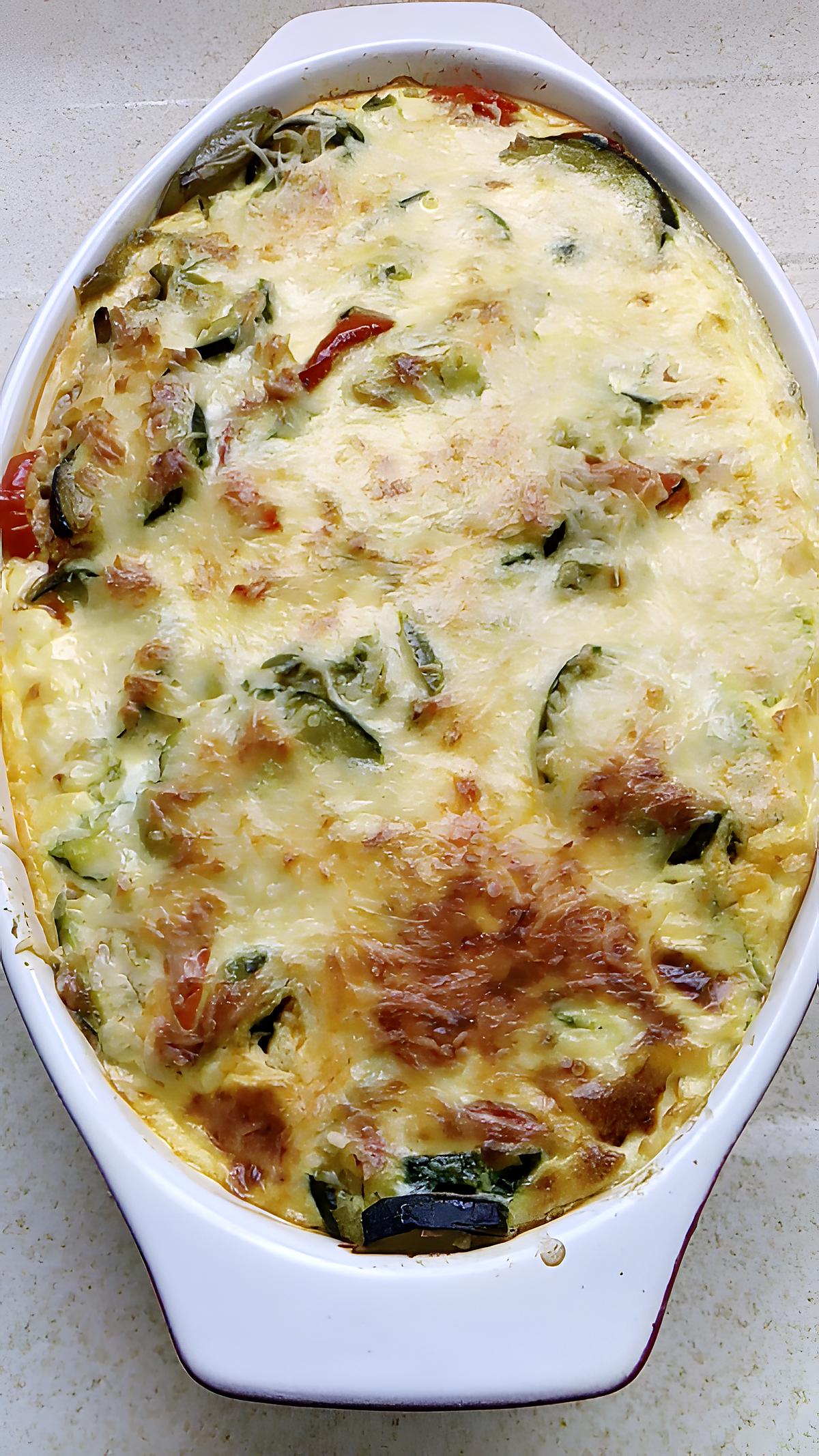 recette gratin de courgettes poivrons aux merguez