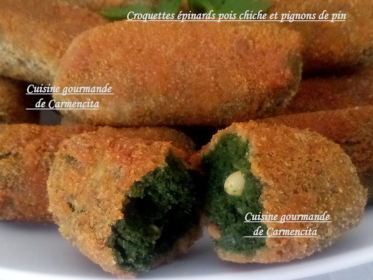 recette Croquettes d’épinards pois chiche et pignons de pin