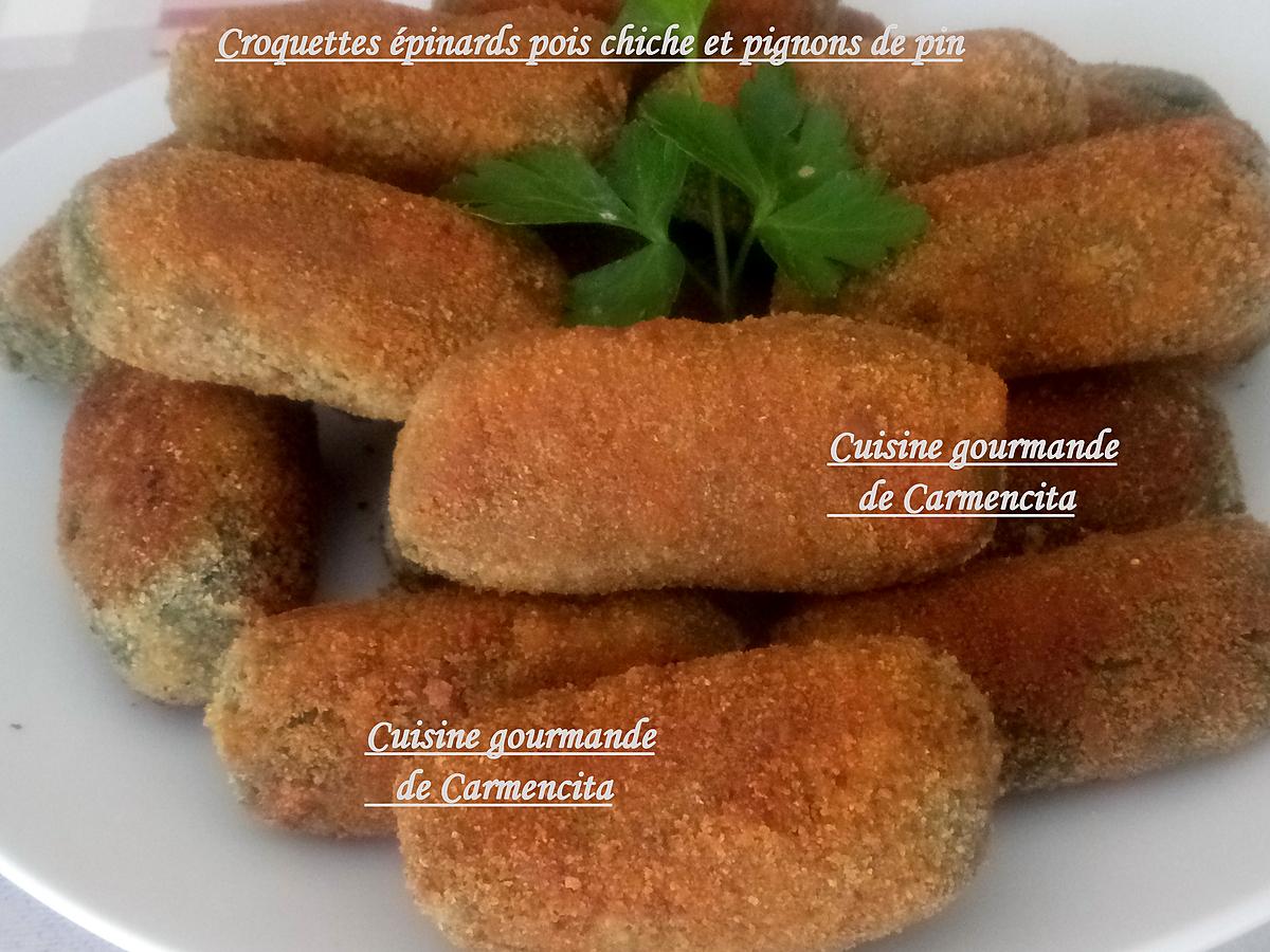 recette Croquettes d’épinards pois chiche et pignons de pin