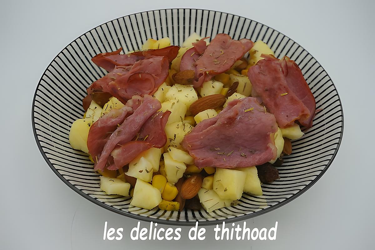 recette salade de bacon, pommes et maïs