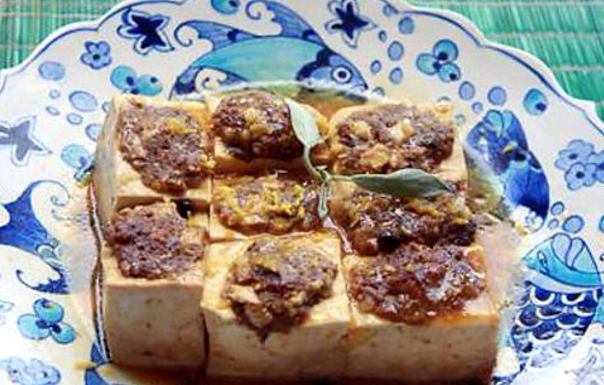 recette Tofu incrusté de porc haché à la sauce d'orange