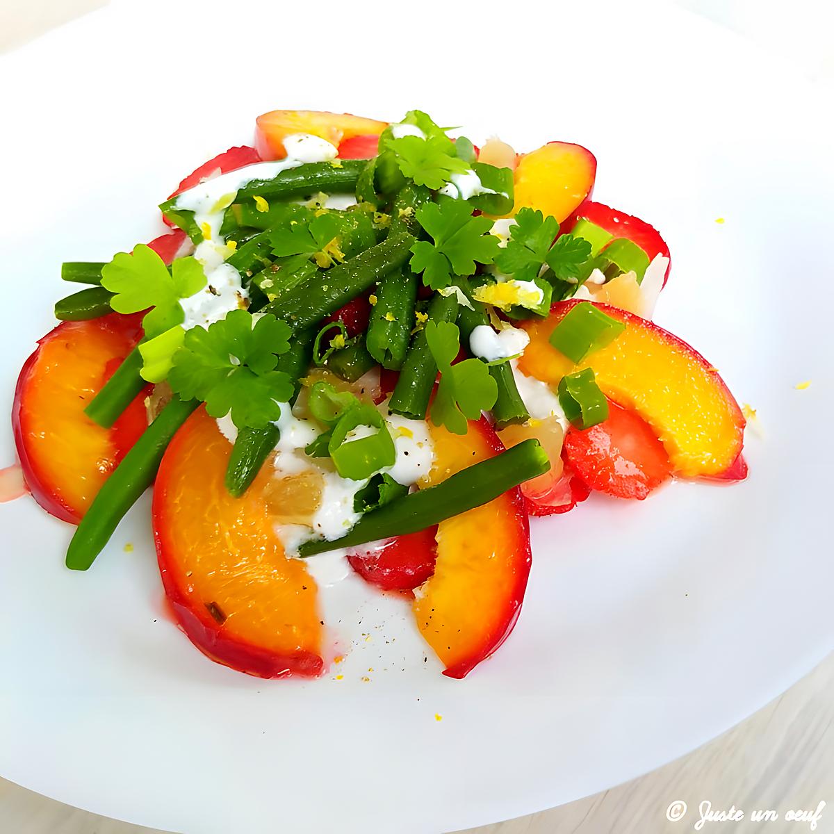 recette Ceviche de fraises, haricots verts et nectarine au lait de coco