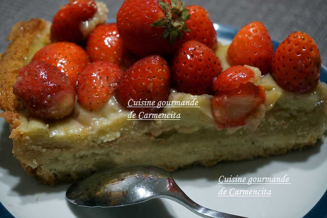 Recette de Tarte aux fraises à la crème d’amande et crème pâtissière