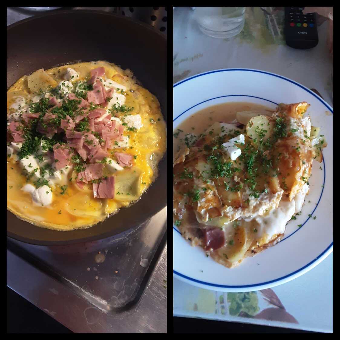 Recette de Fritata de pommes de terre ,mozzarella et jambon