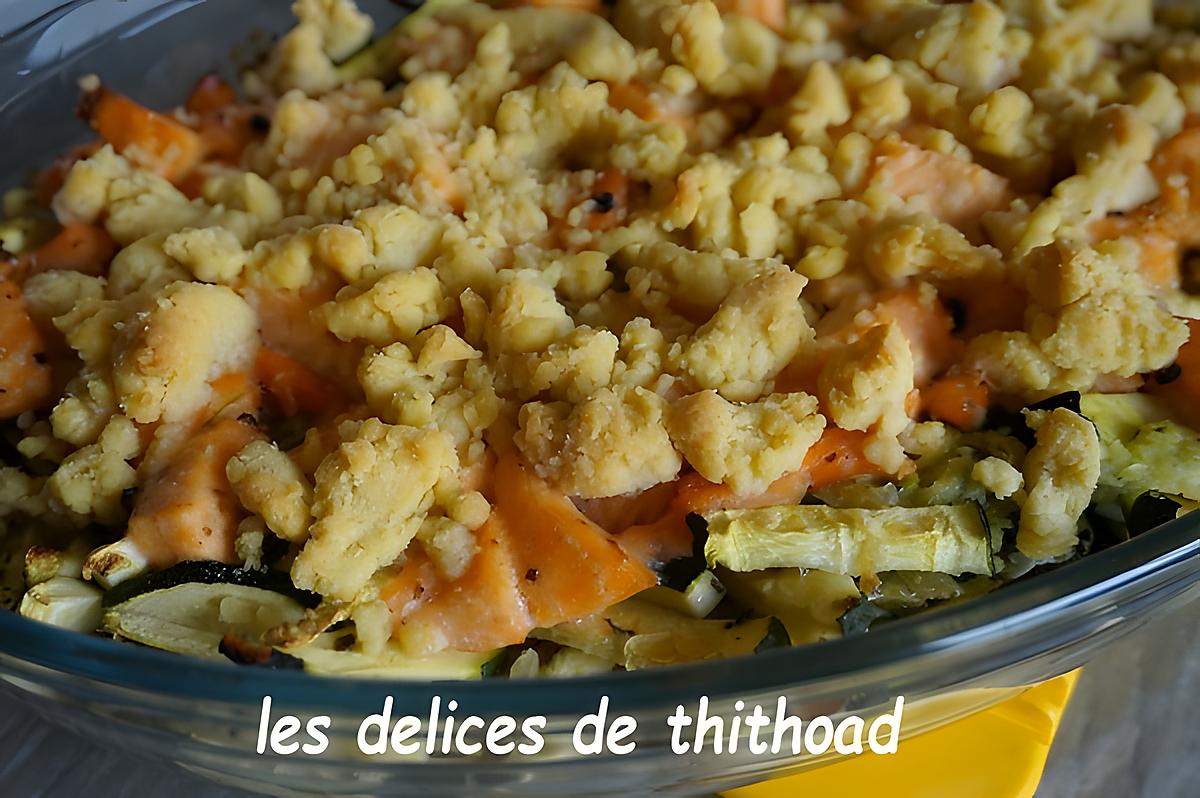 recette crumble de courgettes au saumon