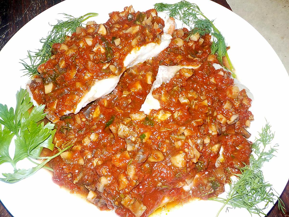 recette Filet de rascasse sauce tomate aux champignons