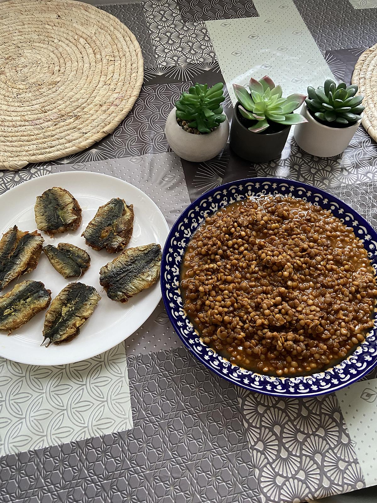 recette Lentilles à la marocaine et sardines farcie à la chermoula