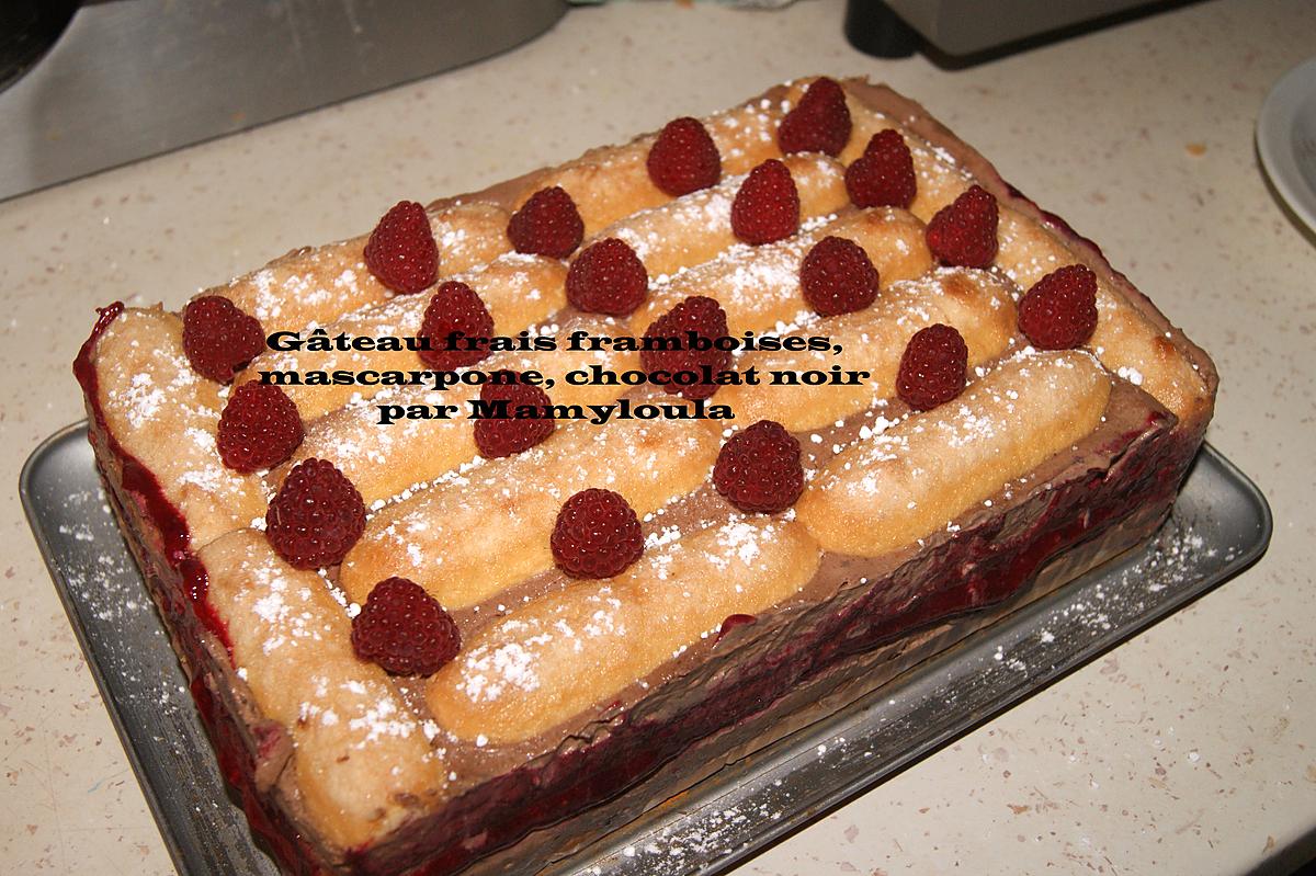 recette Gâteau frais, Framboises, mascarpone, chocolat noir (ou blanc)