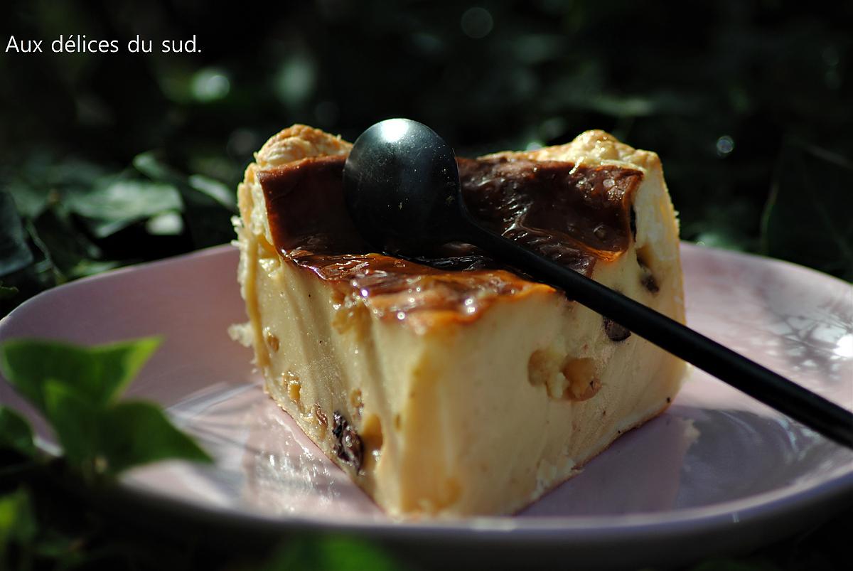 recette Flan pâtissier au rhum raisins .