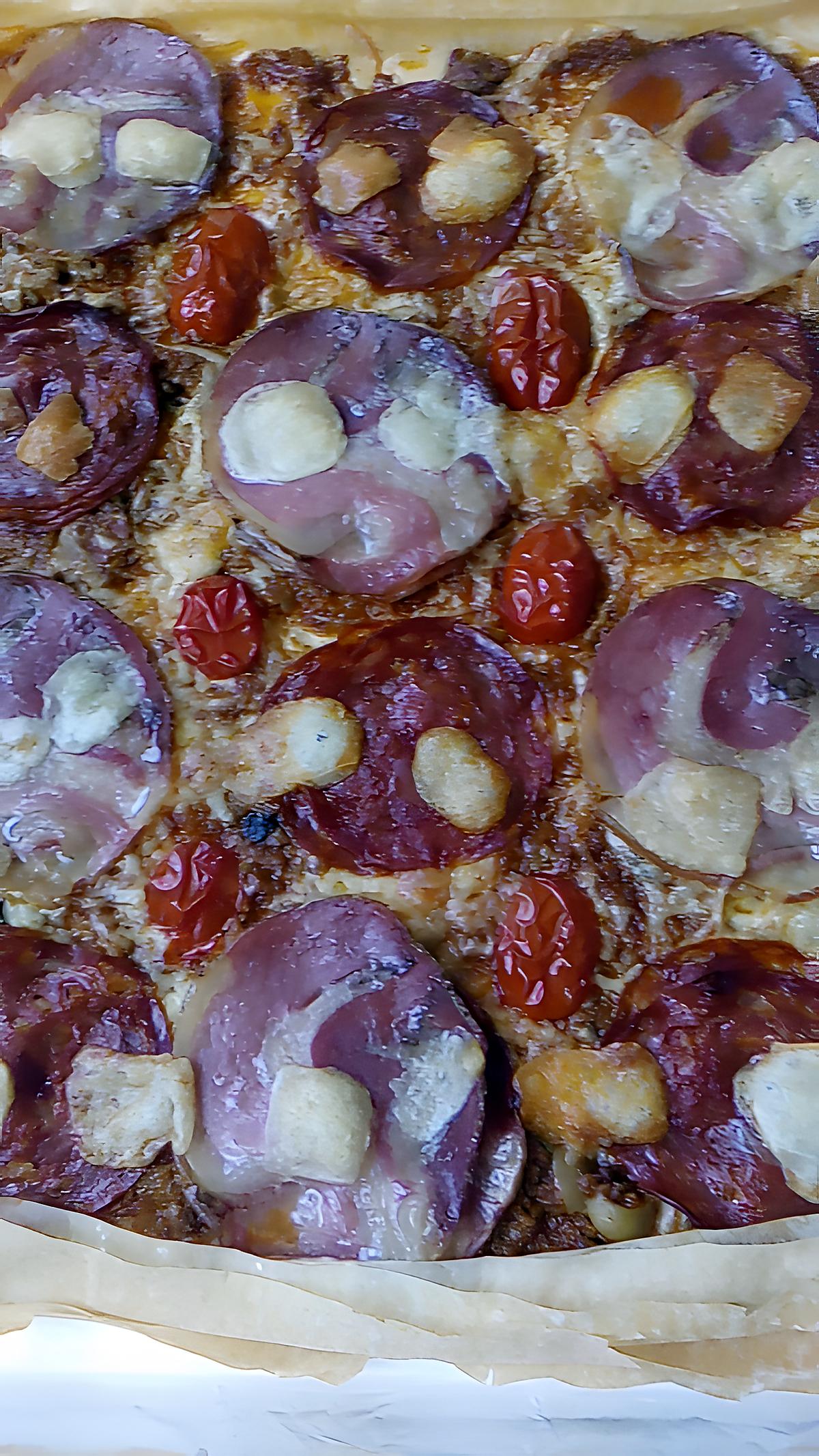 recette pizza pate filo chorizo pancetta