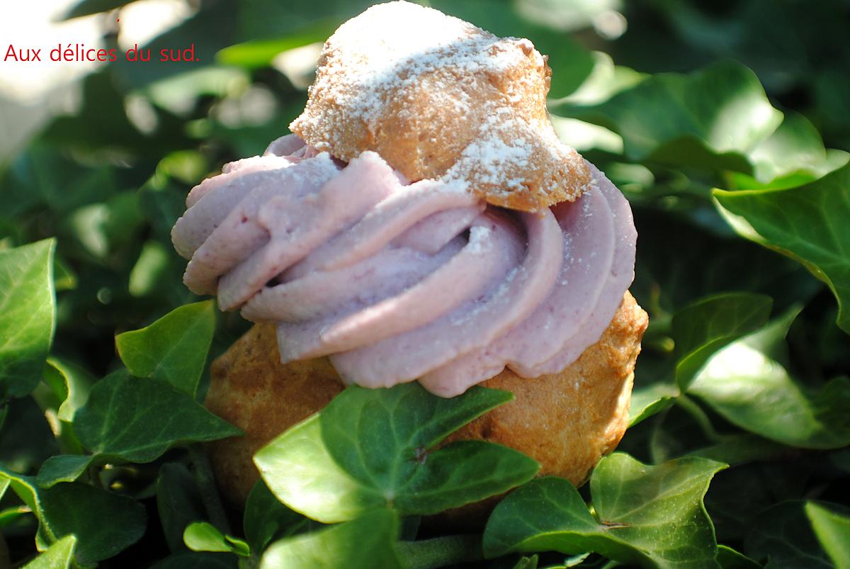 recette Choux à la mousse de mûres et menthe .