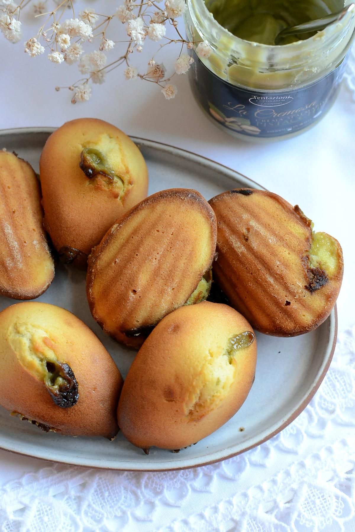 recette Madeleines coeur de pistache