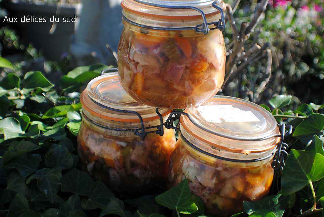 Recette de Conserves de jarret de porc et joue de boeuf en gelée