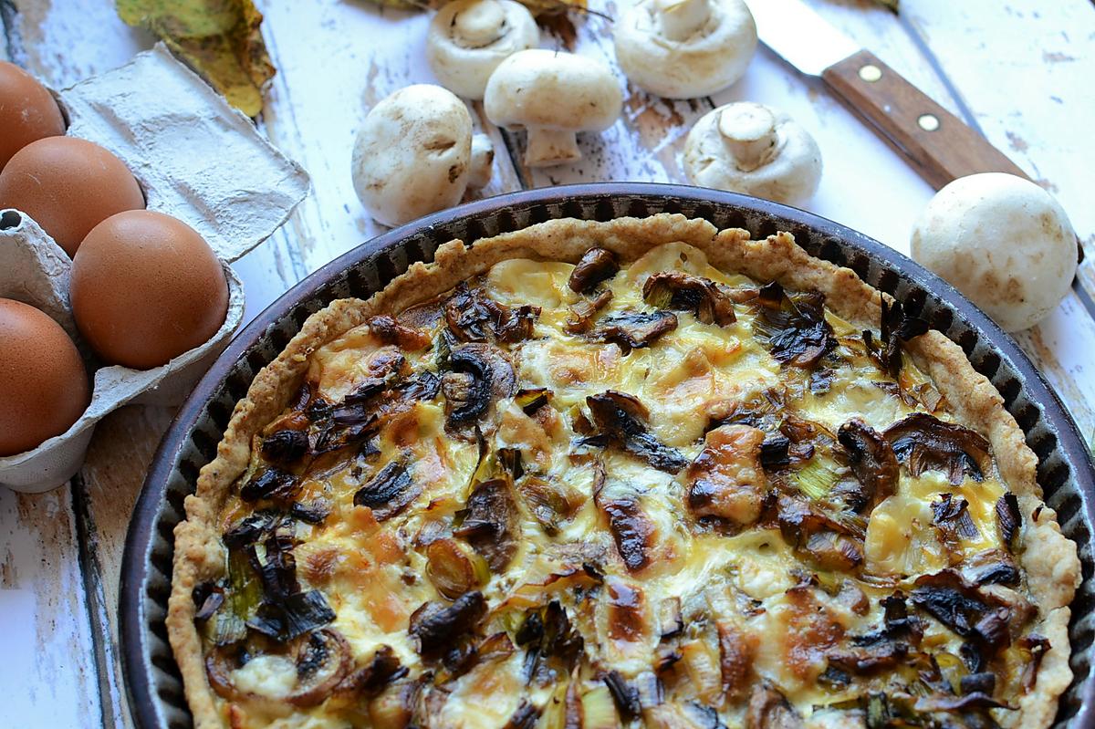 recette Tarte poireaux champignons de Paris