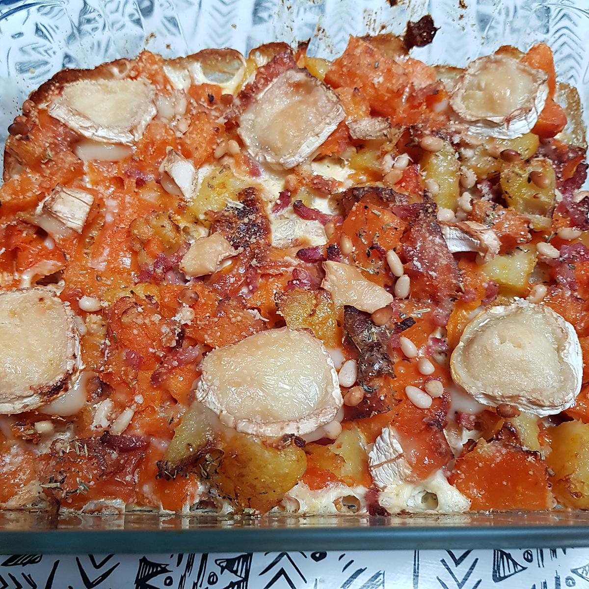 recette Gratin de butternut, pommes de terre, lardons et chèvre