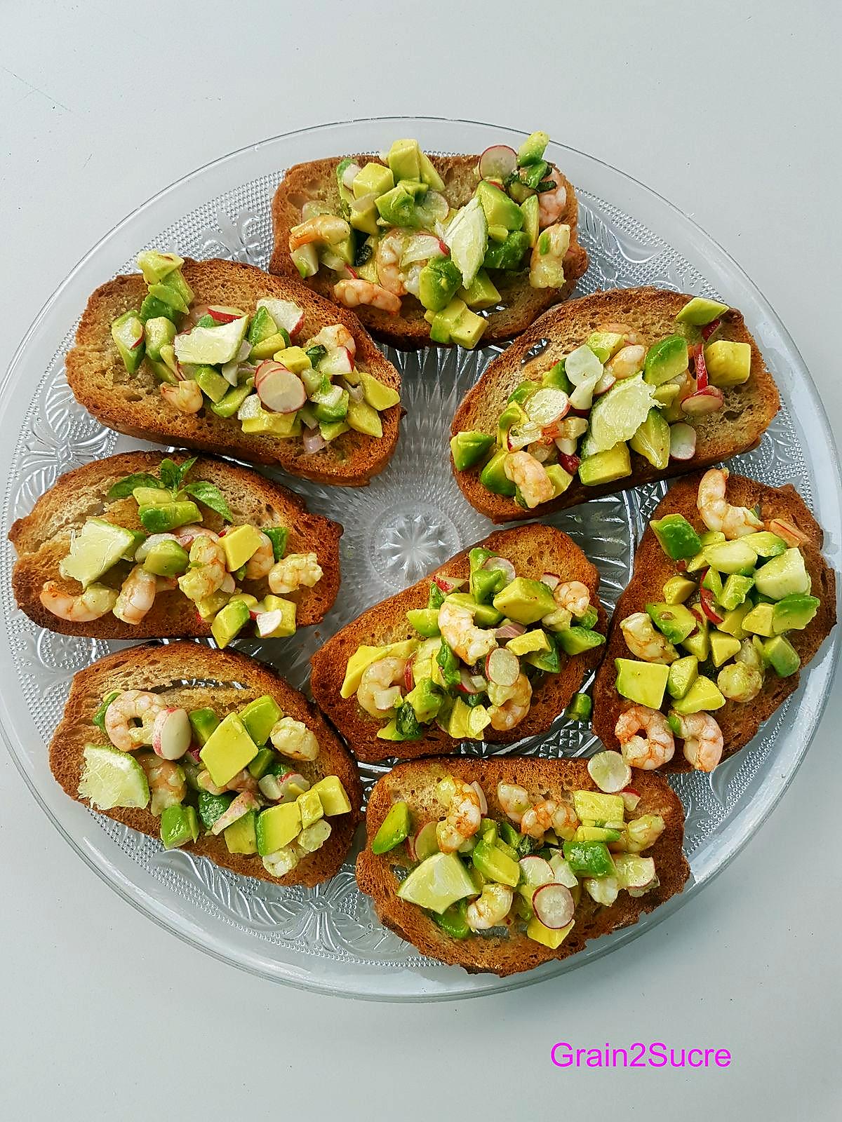 recette Bruschetta à l'avocat et crevettes