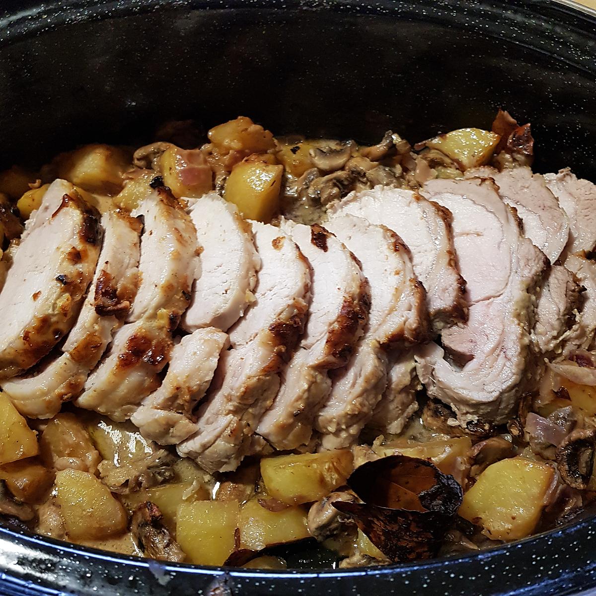 recette Roti de porc aux champignons et aux pommes de terre