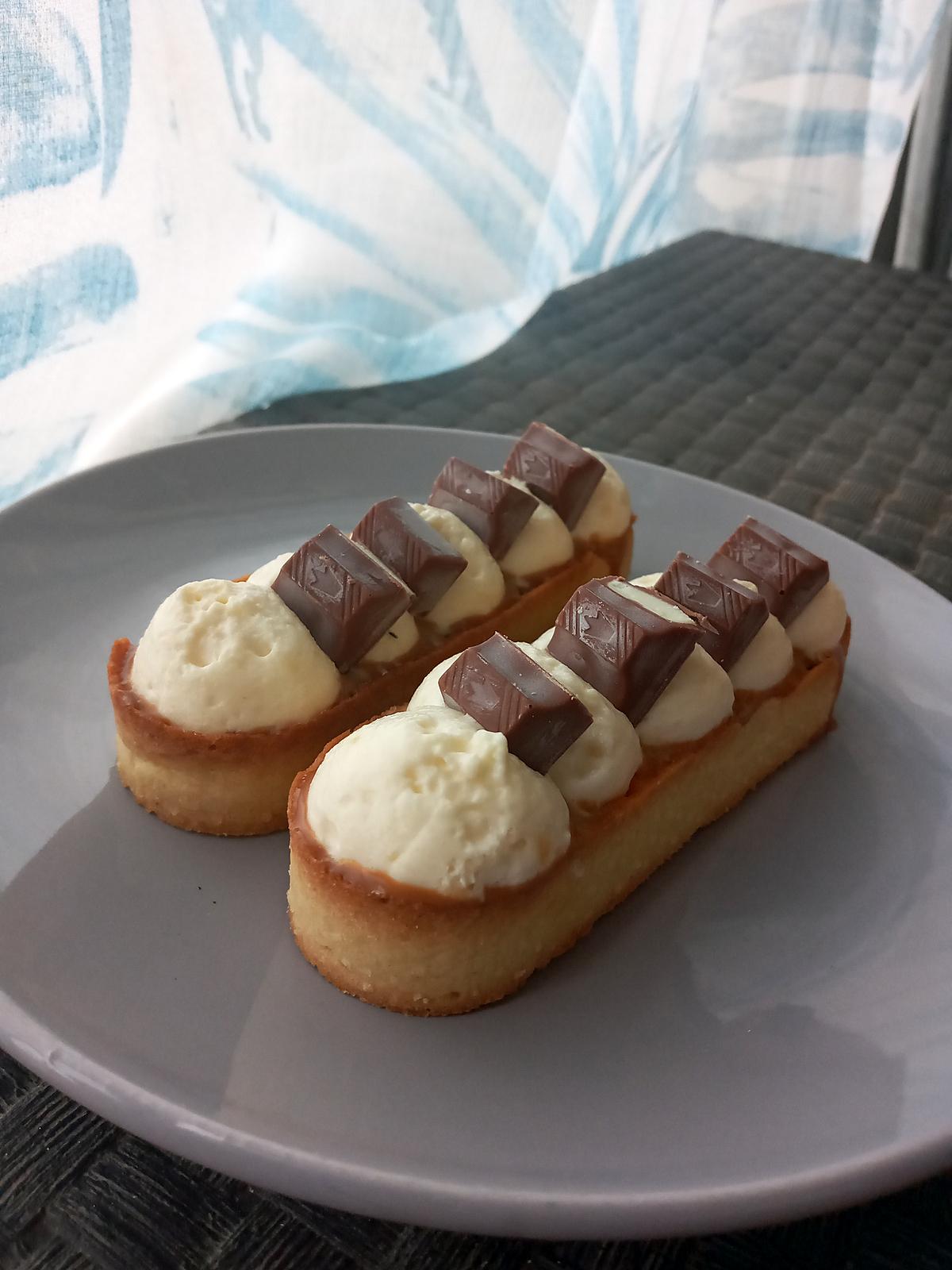 recette Tartelettes caramel crème diplomate et kinder