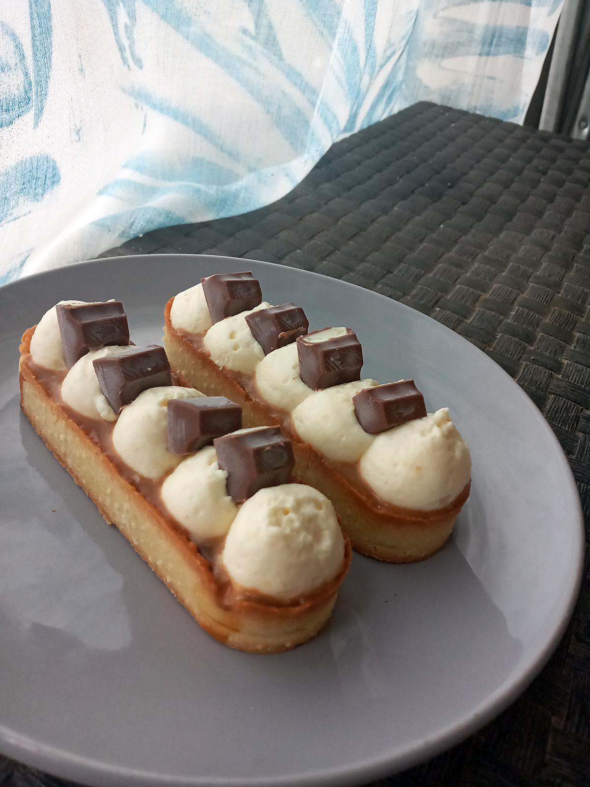 recette Tartelettes caramel crème diplomate et kinder