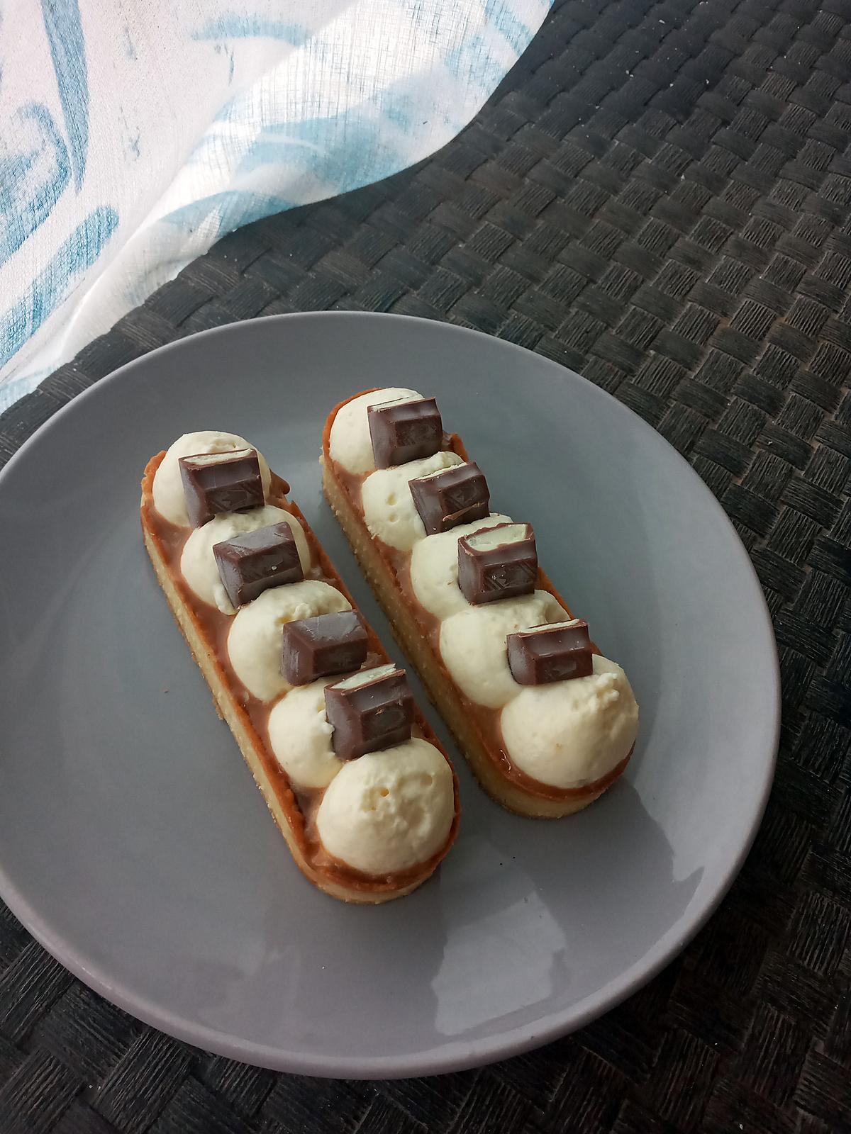 recette Tartelettes caramel crème diplomate et kinder