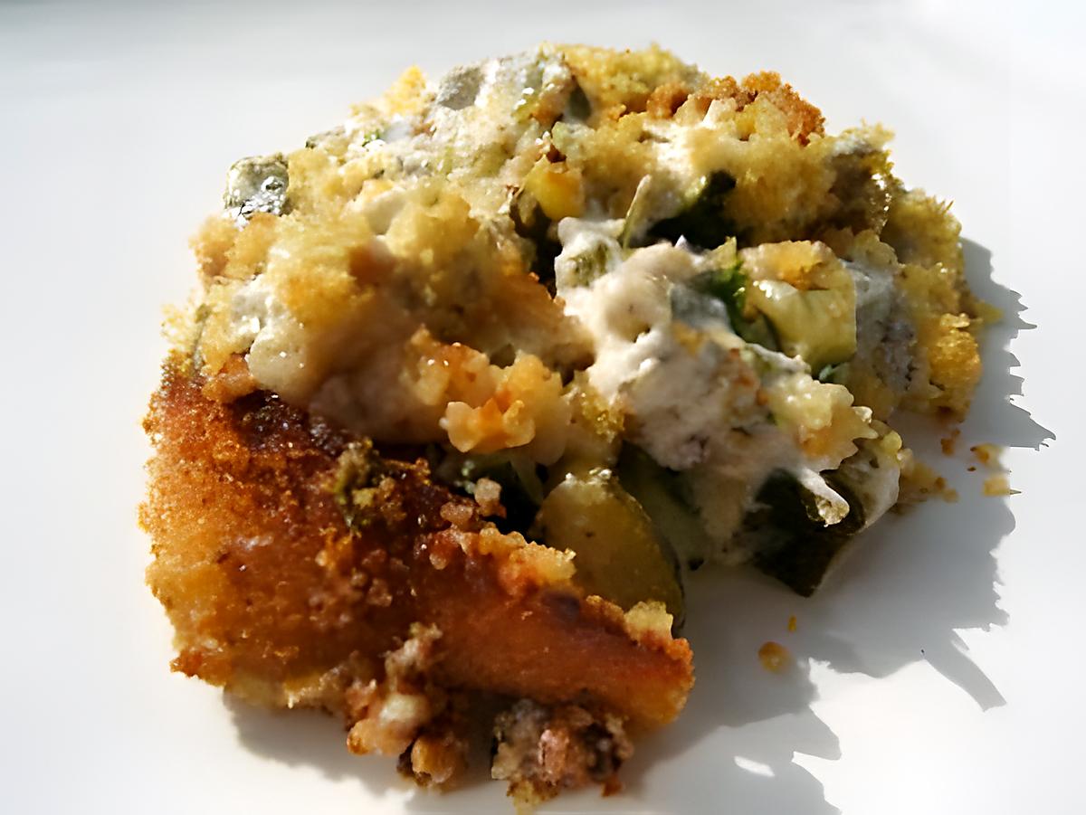 recette Crumble aux courgettes ;  petit Billy et pimprenelle