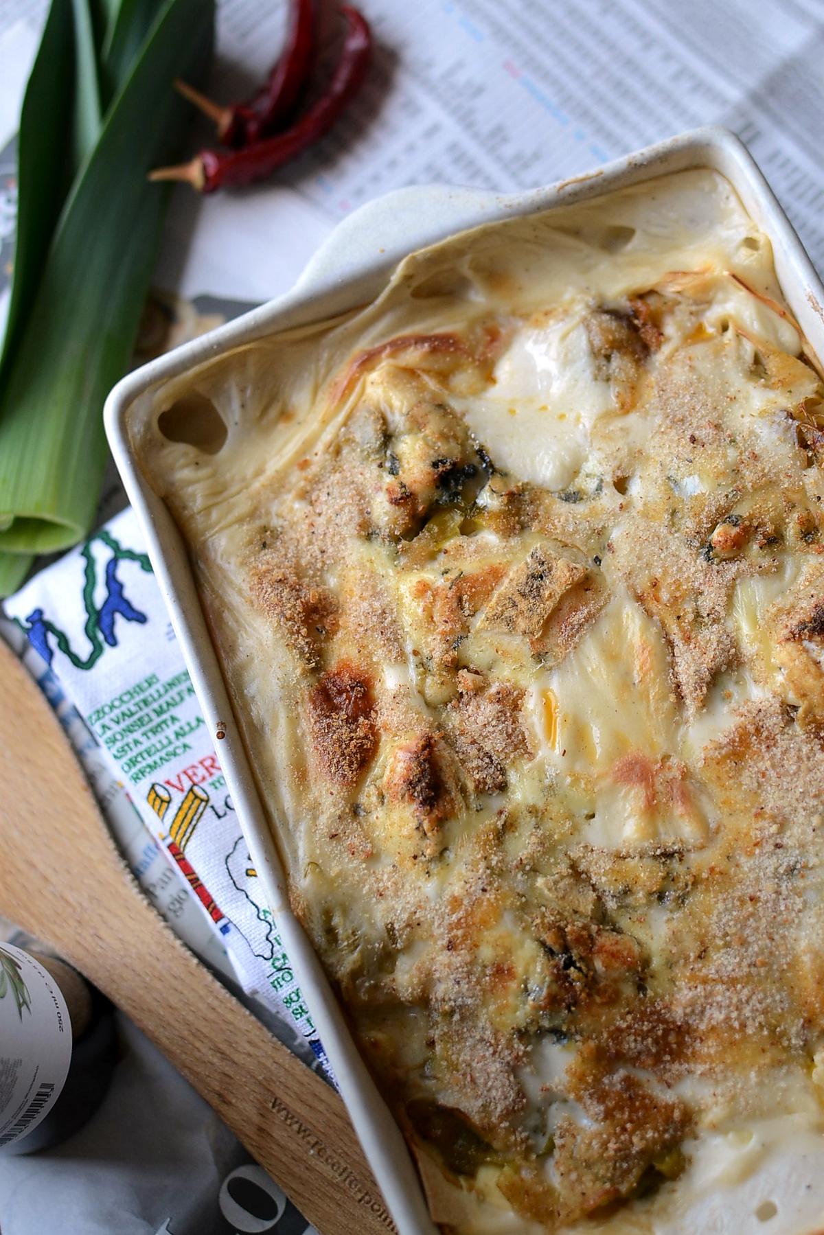 recette Lasagne blanche - poireaux fromage bleu