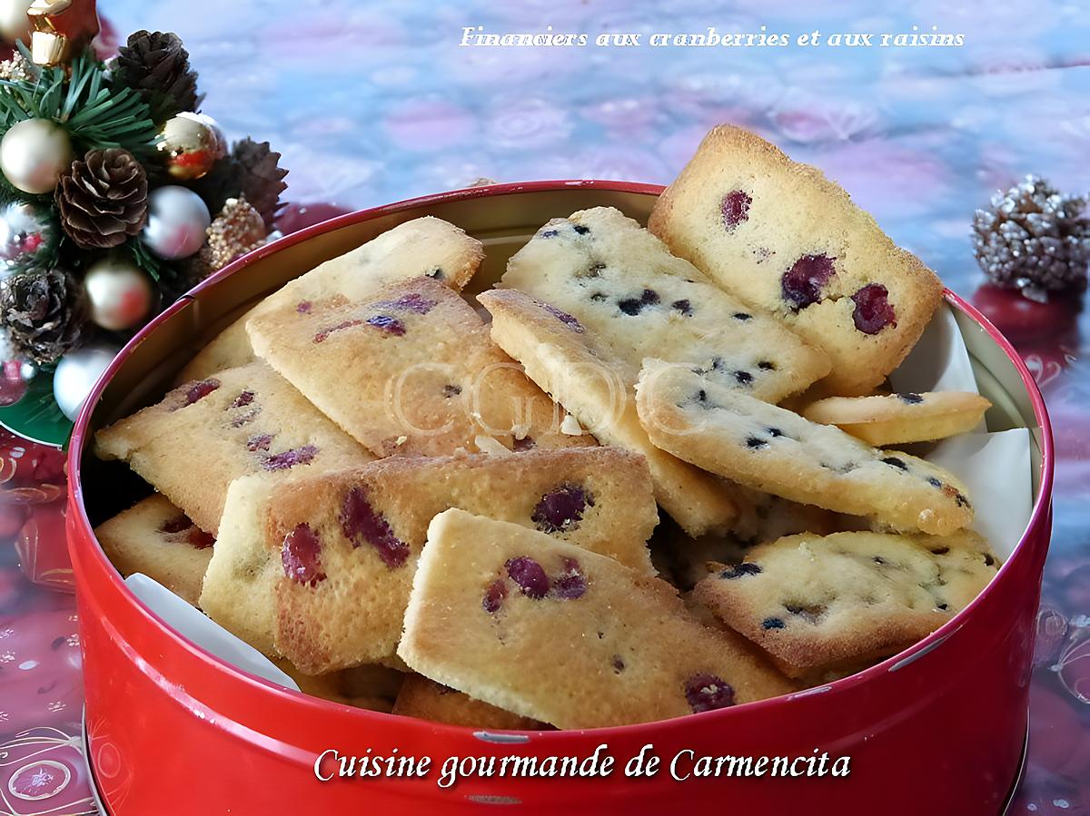 recette Financiers aux cranberries et aux raisins secs