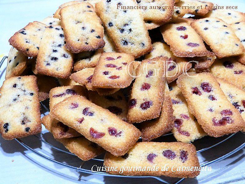 recette Financiers aux cranberries et aux raisins secs