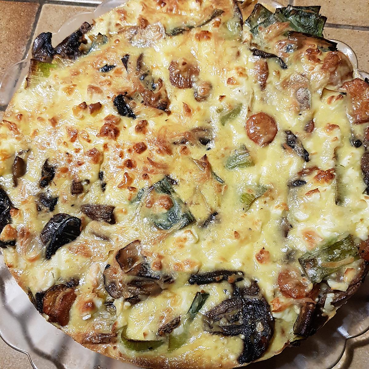 recette Clafouti poireaux, champignons et carottes