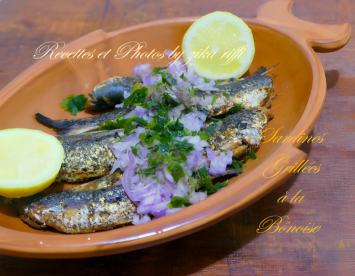 recette Sardines grillées à la Bônoise oignon et citron ( serdina méchouia bssal w karess )