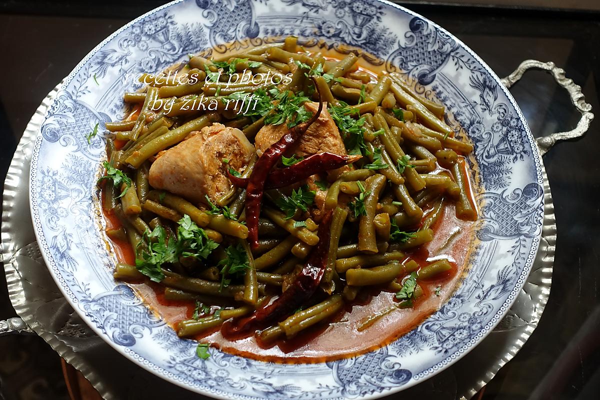 recette Tajine de haricots verts à la poitrine de dinde- ( Loubia khadra marka sardouk el hind )