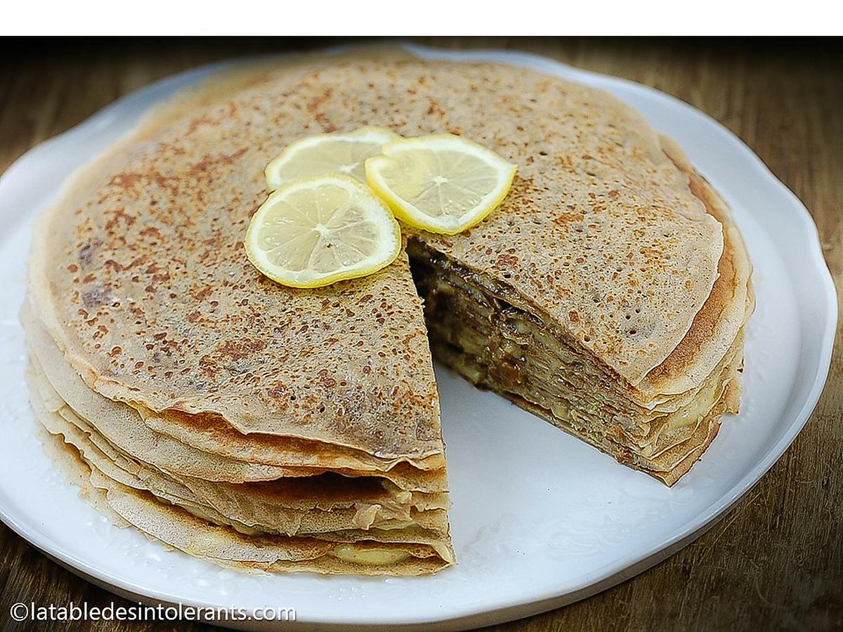 recette GÂTEAU DE CRÊPES AU LEMON CURD sans gluten ni lactose ni lait ni sucre