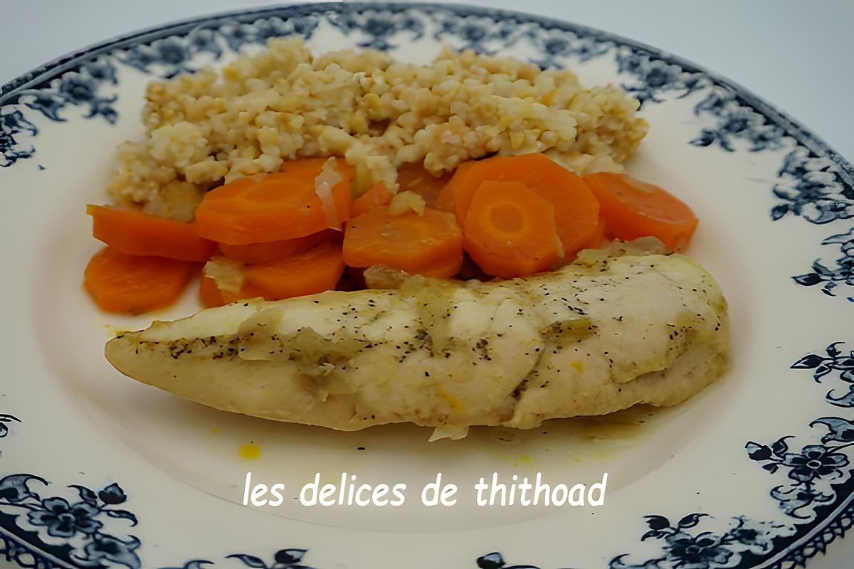 recette Aiguillettes de poulet miel et carottes